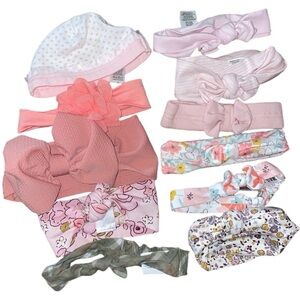 BUNDLE OF 11 MIXED BRANDS OF BABY GIRL HANDBANDS SIZE 0-6 MONTHS ALL NWOT OR EUC
